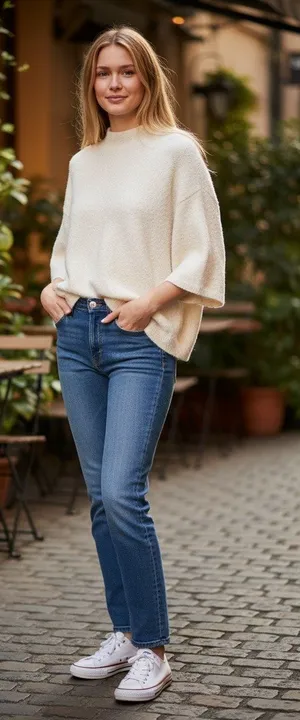 NWT Abercrombie & Fitch Cream Knit Cropped Mock Neck Short Sleeve Sweater Size L thumbnail 1