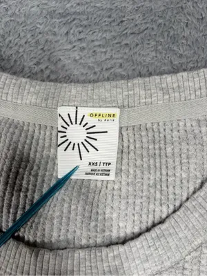 aerie offline Light Gray Ribbed Crewneck long sleeve shirt XXS thumbnail 2