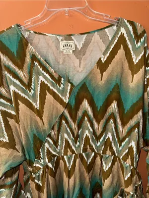 Ariat Chevron Mini Dress in Teal and Tan thumbnail 5