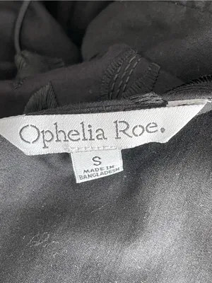 Ophelia Roe Black Floral Appliqué Spaghetti Strap Women's Top Size S thumbnail 5