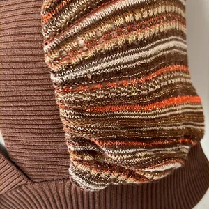 Striped Crochet Knit Top Brown Size M thumbnail 3