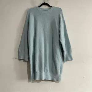 Anthropologie Daily Practice Long Sleeve Sweater Mini Dress Blue Sky Cozy Cabin thumbnail 2