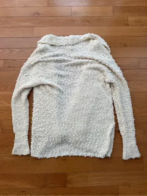 Akemi + Kin Anthropologie Cozy Open-Front Cream Women's Cardigan Sweater Size M thumbnail 4