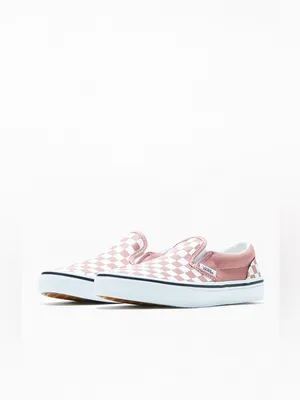Vans Classic Slip-On mauve pink & white checkerboard unisex sneakers thumbnail 2