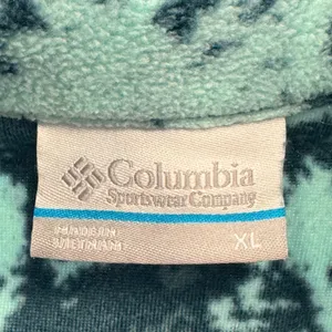 Columbia Abstract Fleece Quarter Zip Pullover Mint Green Blue Tie Dye Print XL thumbnail 7