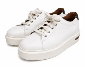Paolo Women’s White Platform Sneakers - Chunky Casual Lace-Up Shoes. Size: 7.5 thumbnail 1
