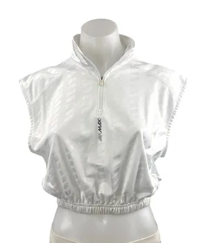 Nike Air Max Women's White Sleeveless Half Zip Boxing Athletic Crop Top Size S thumbnail 1