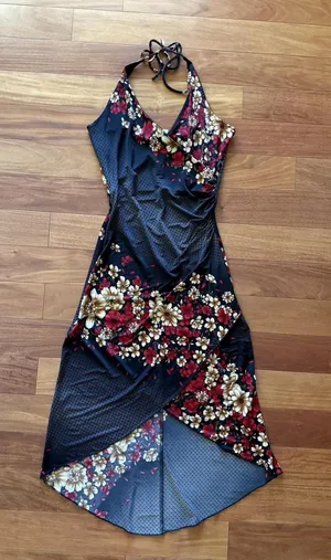 Y2K Knitenjin Black and Red Floral Halter Dress thumbnail 1