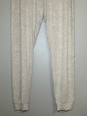 Beyond Yoga Lounge Around Cream Knit Midi Jogger Pants Drawstring Women’s Small thumbnail 4