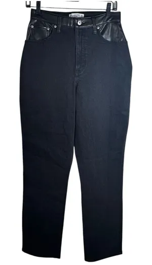 Abercrombie & Fitch Black 90s Straight Ultra High Rise Jeans Womens 6 Long NWT thumbnail 1