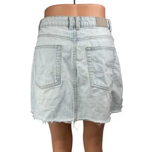 Zara Womens Blue Light Wash Distressed Frayed Raw Hem Mini Denim Jeans Skirt S thumbnail 2