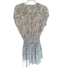 Rails Karla Watercolor‎ Snakeskin Pink Smocked Tiered Dress Sz S thumbnail 4