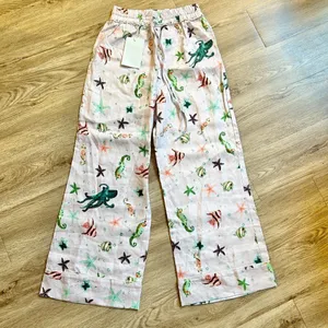 Hill House The Skylar 100% Linen Pants in Sea Creatures Size M NWT thumbnail 3