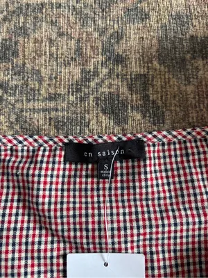NWT En Saison Red Gingham Wrap Crop Top Size Small thumbnail 5
