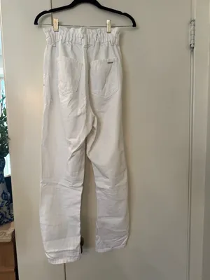 Zara White Paperbag Waist jeans Sz 2 thumbnail 3