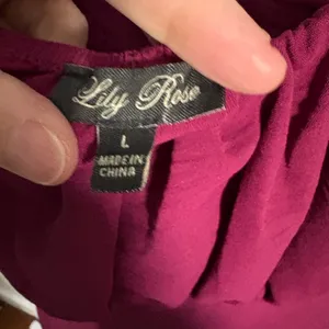 Lila Rose Pink Puff Sleeve Mini Dress Tie Back Women’s Size L NWOT thumbnail 3