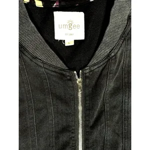 Umgee Black Zip Front Romper Womens Large Sleeveless Mineral Wash Pleated Casual thumbnail 4