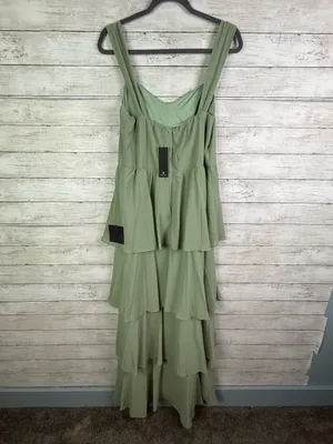 Lulus Carlynda Sage Brush Tiered Bustier Maxi Dress Size XL thumbnail 8