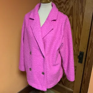 Cozy Casual Cozy Co. Alexandria Fleece Teddy Pea Coat Hot Pink Jacket thumbnail 9