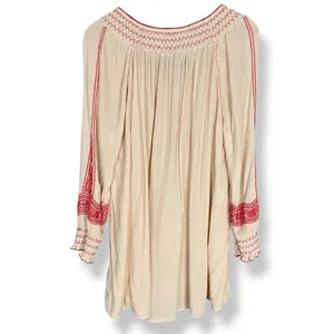 Free People‎ Wind Willow Embroidered Tunic Shift Mini Dress Size Small Tassels thumbnail 5
