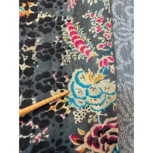 Saachi Viscose Black Floral Pashmina Shawl Scarf Fringe Boho Wrap Oversize Large thumbnail 7