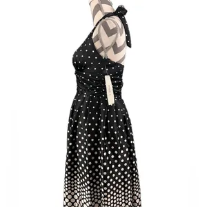 Eliza J Polka Dot Halter Dress - Size 6 NWT - Retro Fit & Flare Black White thumbnail 9