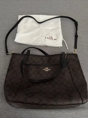 Coach Brown Black Signature Tote Bag with Removable Strap excellent condition thumbnail 1