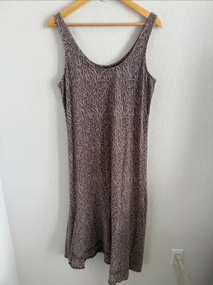 Fresh Produce Sleeveless Brown Printed Maxi Dress 100% Cotton Women's Large thumbnail 2