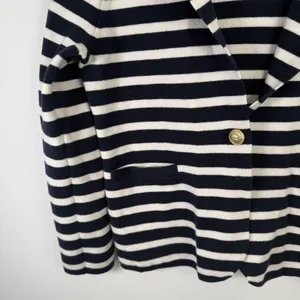 J‎ Crew Camille Shrunken Sweater Blazer Navy Blue Striped Preppy Womens Small thumbnail 4