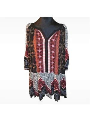 Free People Portobello Road Boho Cold Shoulder Tunic/Dress Size XS (21.5” PTP) thumbnail 2