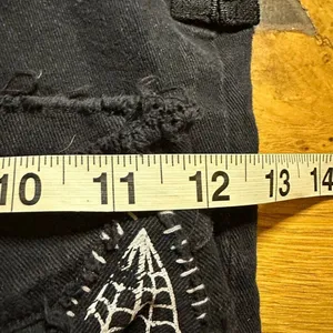 Dolls Kill Current Mood Stitch Lace-Up Patchwork Jeans black stretch denim s got thumbnail 7