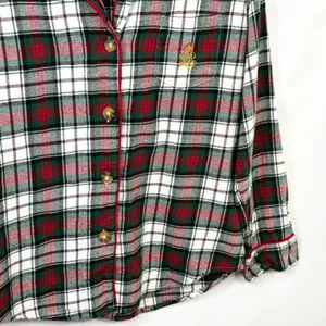 Lauren Ralph Lauren Small Plaid Pajama Set Green Red Christmas‎ Flannel 1134 thumbnail 7