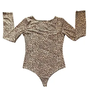 Long Sleeve Bodysuit‎ Womens Leopard Animal Print Scoop Neck Chic Fashion thumbnail 6