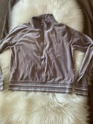 Victoria's Secret Silver Gray Velour Half Zip Sweater thumbnail 5