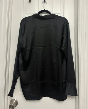 Black Satin Button Down Blouse thumbnail 3