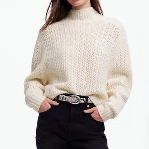 NWT‎ Madewell Ivory Pointelle-Stitch Mockneck Sweater Size XXS thumbnail 3