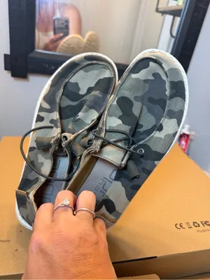 Hey Dude Wally Camouflage Slip-On Flats in Green and Tan thumbnail 2
