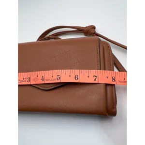 Brown Leather Crossbody Wallet Bag Snap Closure Organizer Purse thumbnail 6