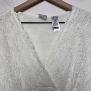 VTG 90s Women Coquette‎ Babydoll Lace Top XL Ivory Fairy Whimsical Balletcore thumbnail 3