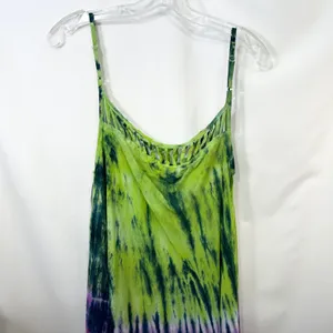Beach by Exist OS Midi Dress Tie Dye Handkerchief Green Purple Pink Rayon‎ 275 thumbnail 7