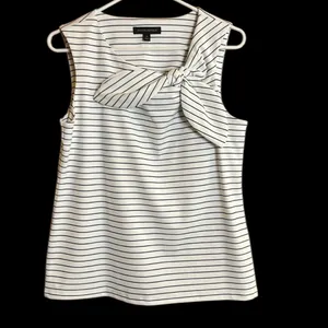 Banana Republic Navy Blue & White Striped Top With Bow thumbnail 5