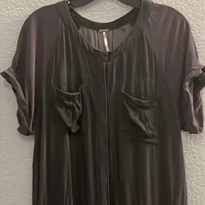 Free People Raving Rayon Utility Romper Washed Black Jumpsuit Size Small thumbnail 4
