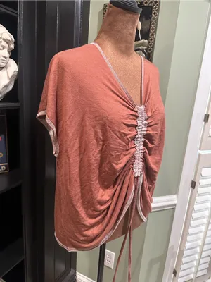 BKE Reddish Drawstring Ruched Top – XS (Fits XS–Large) thumbnail 4