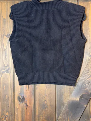 Pistola Bella Sleeveless Shoulder Pad Rib Knit Sweater Vest Minimalist Preppy S thumbnail 3