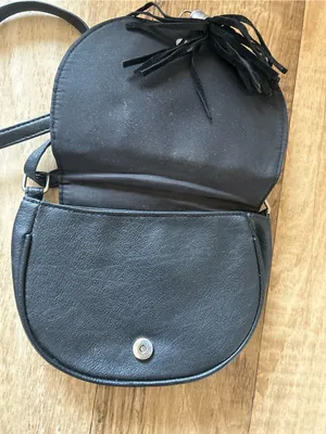 Claire's Leopard Print Crossbody Saddle Bag - Black and Taupe thumbnail 3