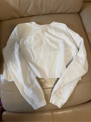 Hazel White Cropped Sweatshirt with Red Logo thumbnail 3