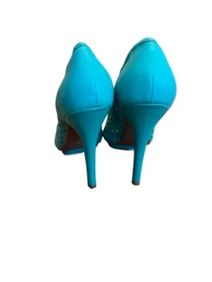 Jeffrey Campbell Bullet Turquoise Perforated Toe Pumps Heels Bold Size 8 Women's thumbnail 4