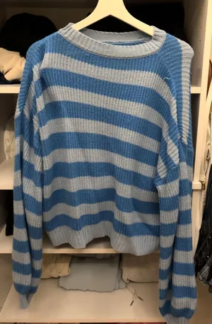 & Other Stories Blue and light blue horizontal striped sweater thumbnail 1