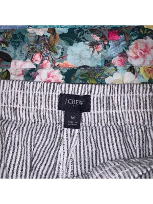J.Crew $60 Womens M Striped 55% Linen Blend Comfort Lounge Casual Shorts Medium thumbnail 4