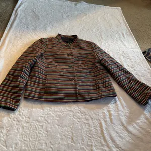Talbot's Multicolor striped Long Sleeve Button Front Mandarin Collar Blazer 12 thumbnail 4